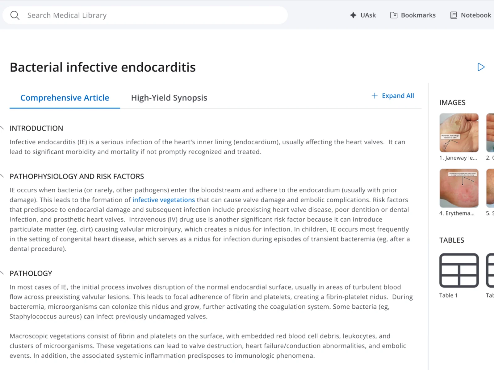 Medical Library article view